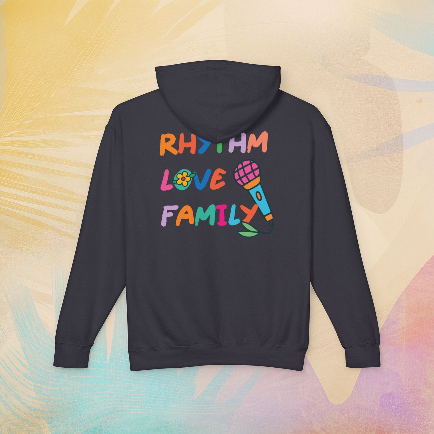 Rhythm. Love. Family. Unisex Garment-Dyed Hoodie
