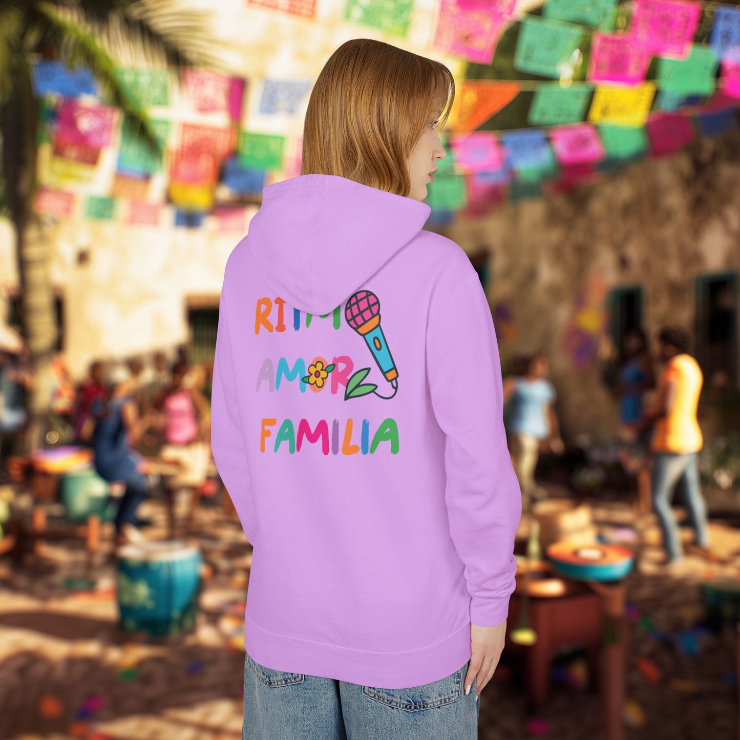 Ritmo. Amor. Familia. Unisex Garment-Dyed Hoodie