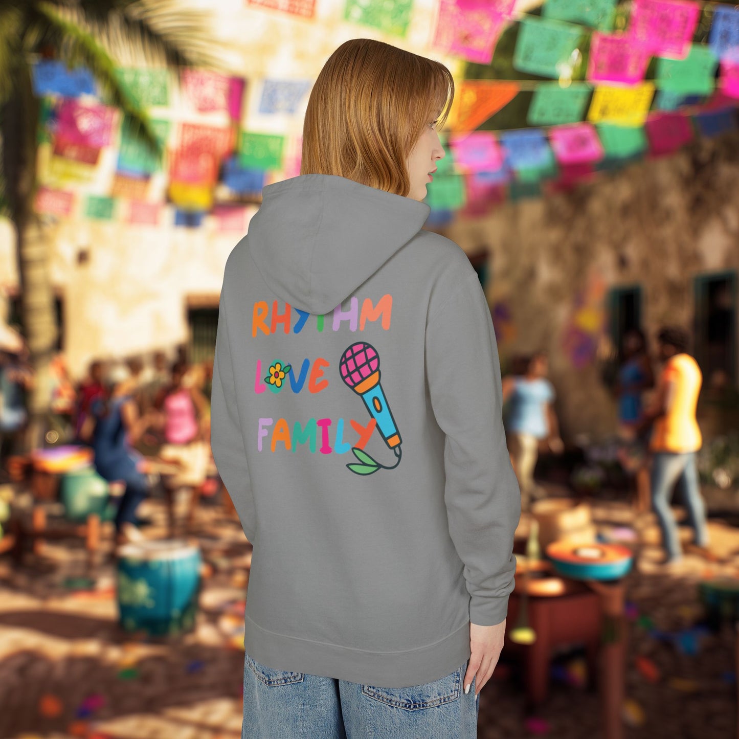 Rhythm. Love. Family. Unisex Garment-Dyed Hoodie