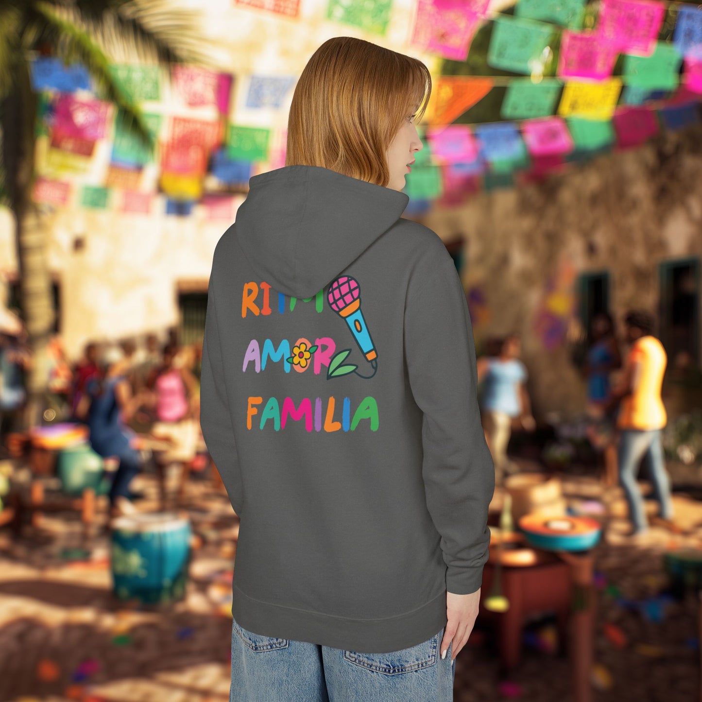 Ritmo. Amor. Familia. Unisex Garment-Dyed Hoodie