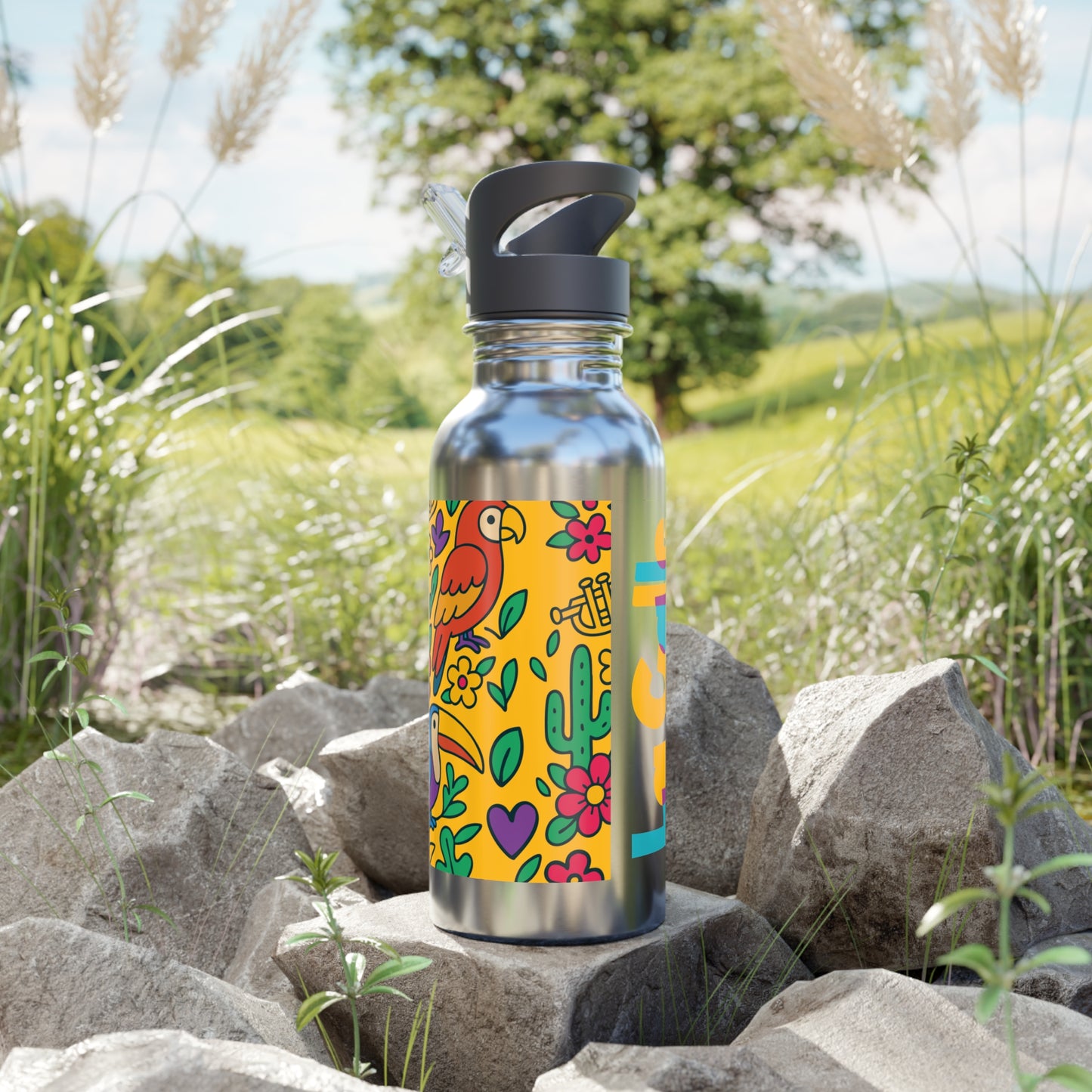 Amarillo Ritmo Stainless Steel Water Bottle