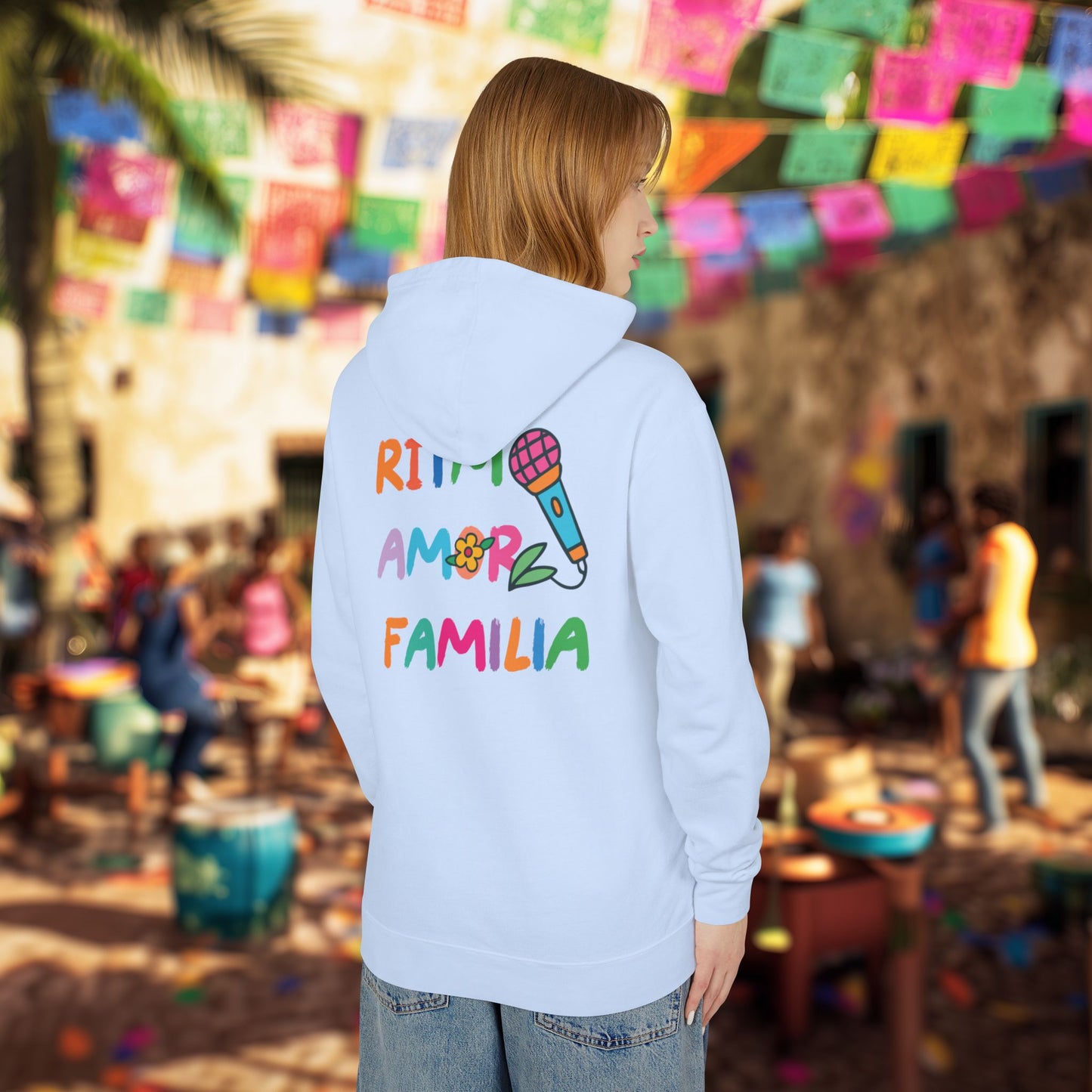 Ritmo. Amor. Familia. Unisex Garment-Dyed Hoodie