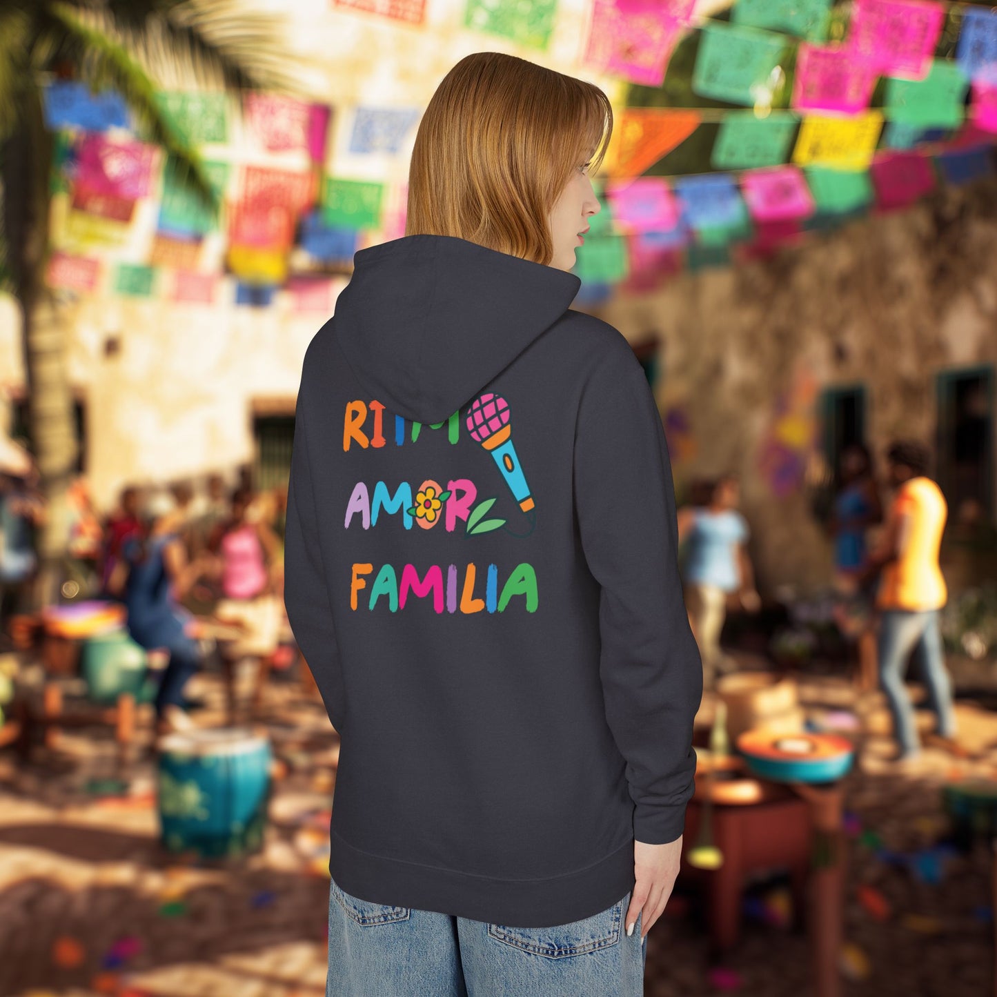 Ritmo. Amor. Familia. Unisex Garment-Dyed Hoodie