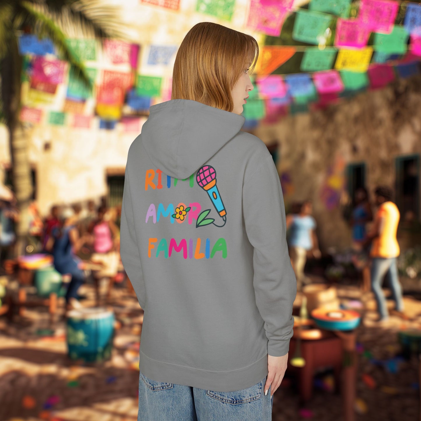 Ritmo. Amor. Familia. Unisex Garment-Dyed Hoodie