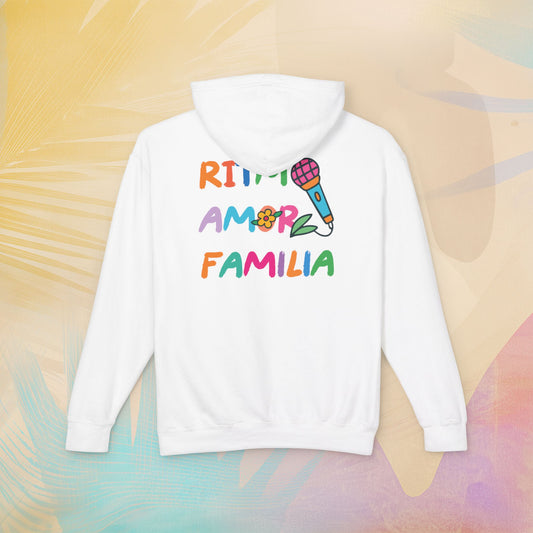 Ritmo. Amor. Familia. Unisex Garment-Dyed Hoodie