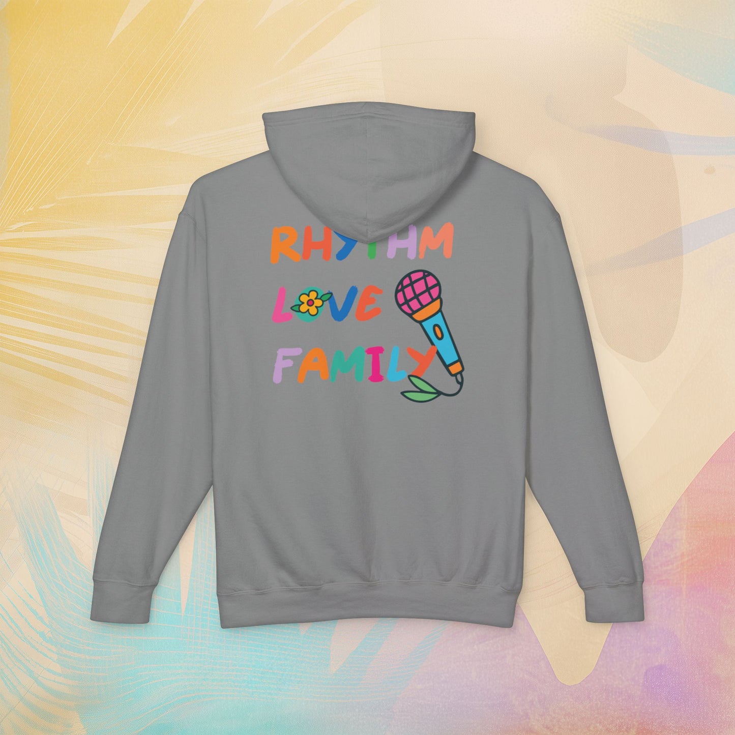 Rhythm. Love. Family. Unisex Garment-Dyed Hoodie
