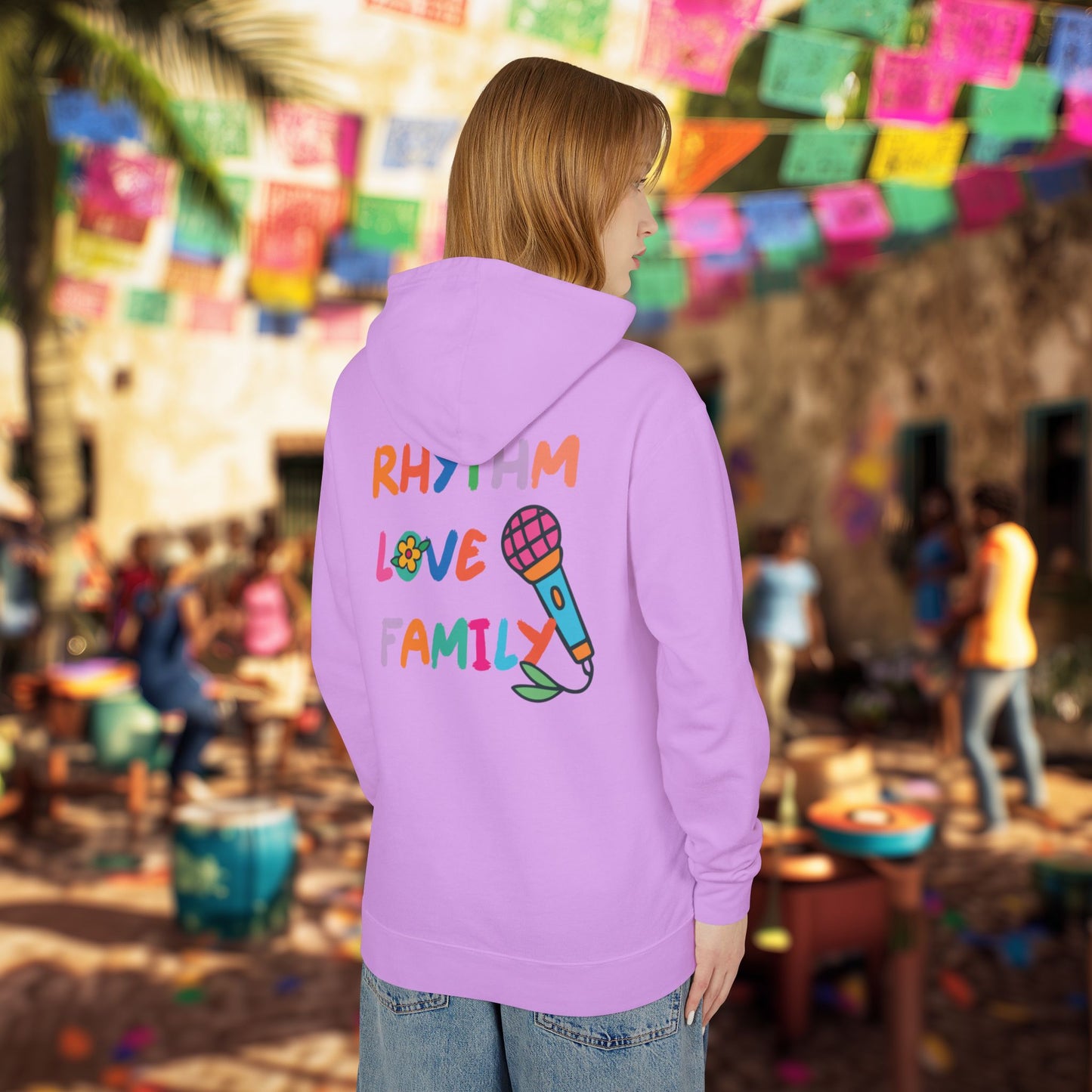 Rhythm. Love. Family. Unisex Garment-Dyed Hoodie