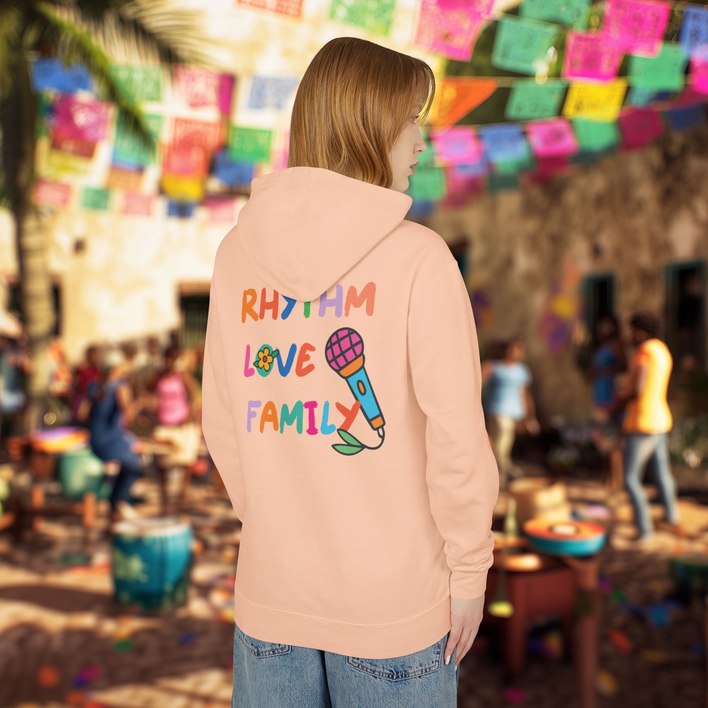 Rhythm. Love. Family. Unisex Garment-Dyed Hoodie