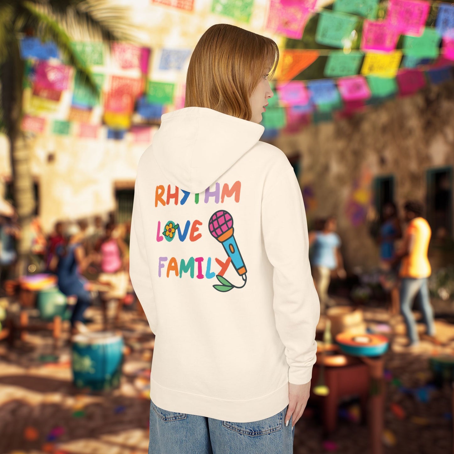 Rhythm. Love. Family. Unisex Garment-Dyed Hoodie